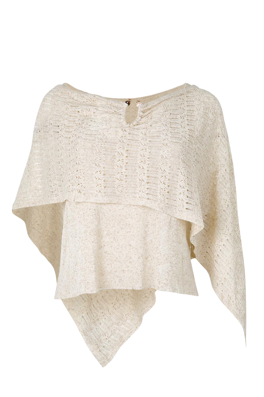 Product shot of the Golden Hour Knit Top And Poncho Set - Natural in colour Natural, from the front