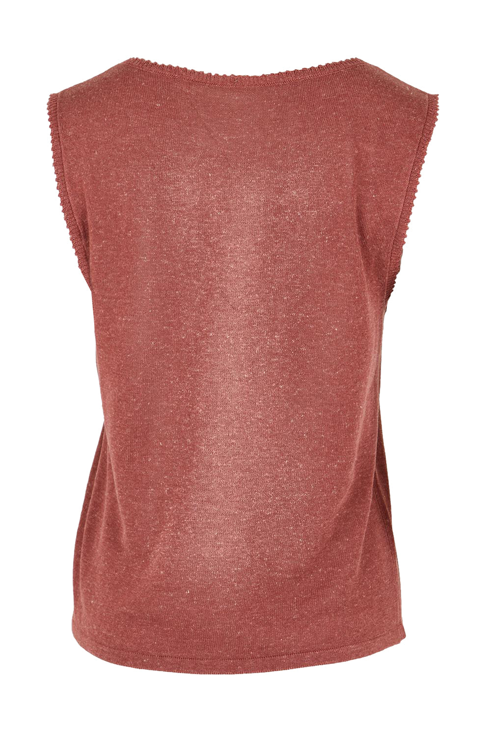 Product shot of the Golden Hour Knit Tank - Rosewood in colour Rosewood, from the back