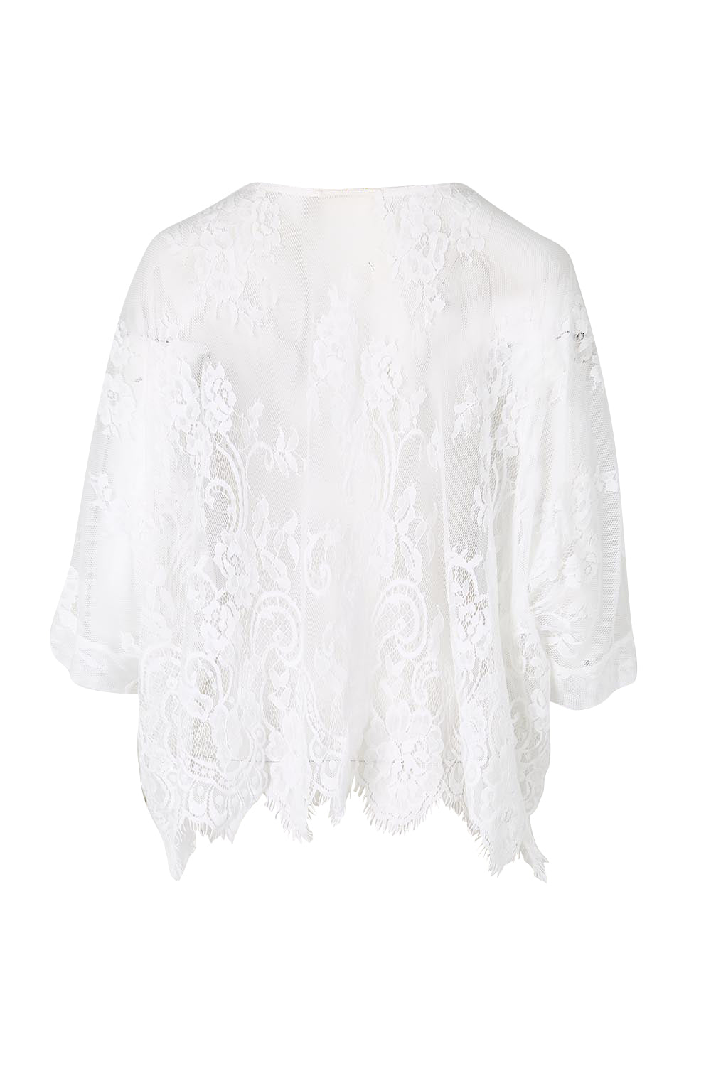 Product shot of the Last Dance Lace Throw Top - White in colour White, from the back