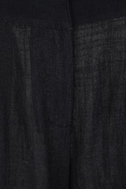 Product shot of the Out Of Office Woven Cotton Longline Shorts - Black in colour Black, showing detail
