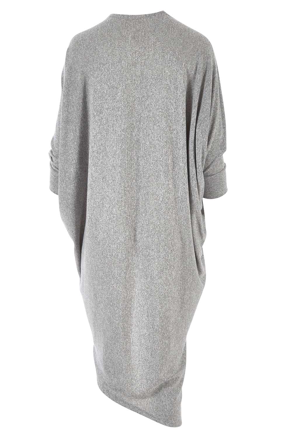 Product shot of the Falling For You Cardi in colour GreyMarle (Grey), from the back