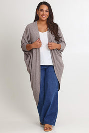 Model Ashleigh wearing size 16 of the Falling For You Cardi in colour Rock, from the front, showing the whole outfit