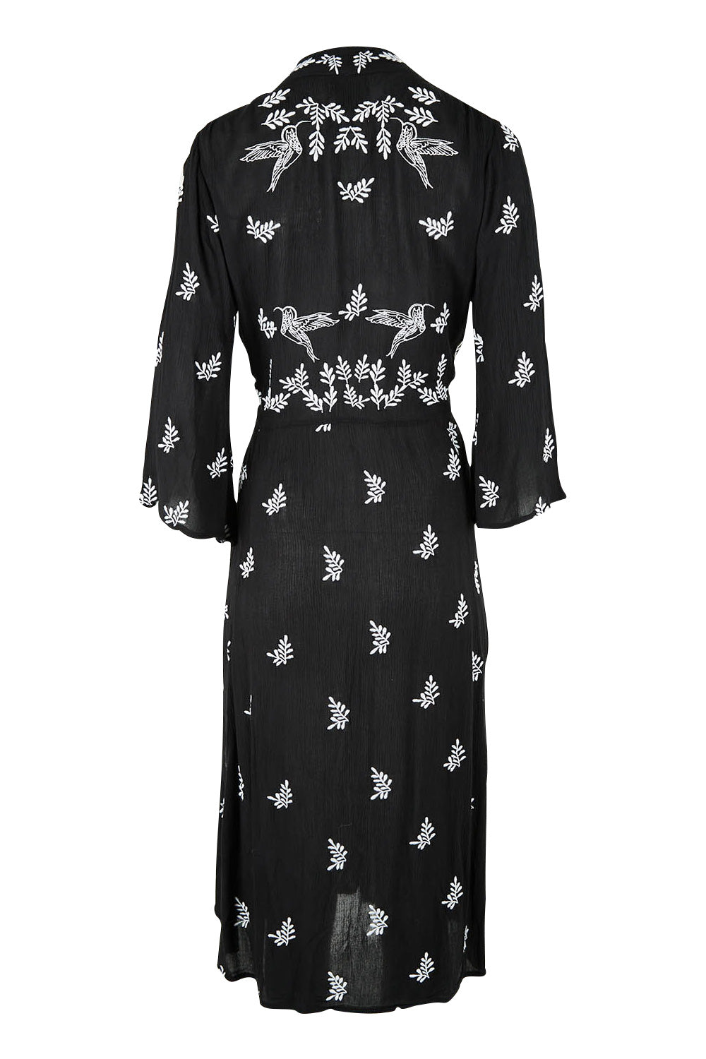 Product shot of the Dancing With Birds Midi Dress in colour Black (Black), from the back