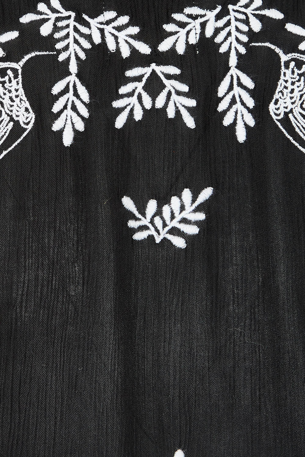 Product shot of the Dancing With Birds Midi Dress in colour Black (Black), detail