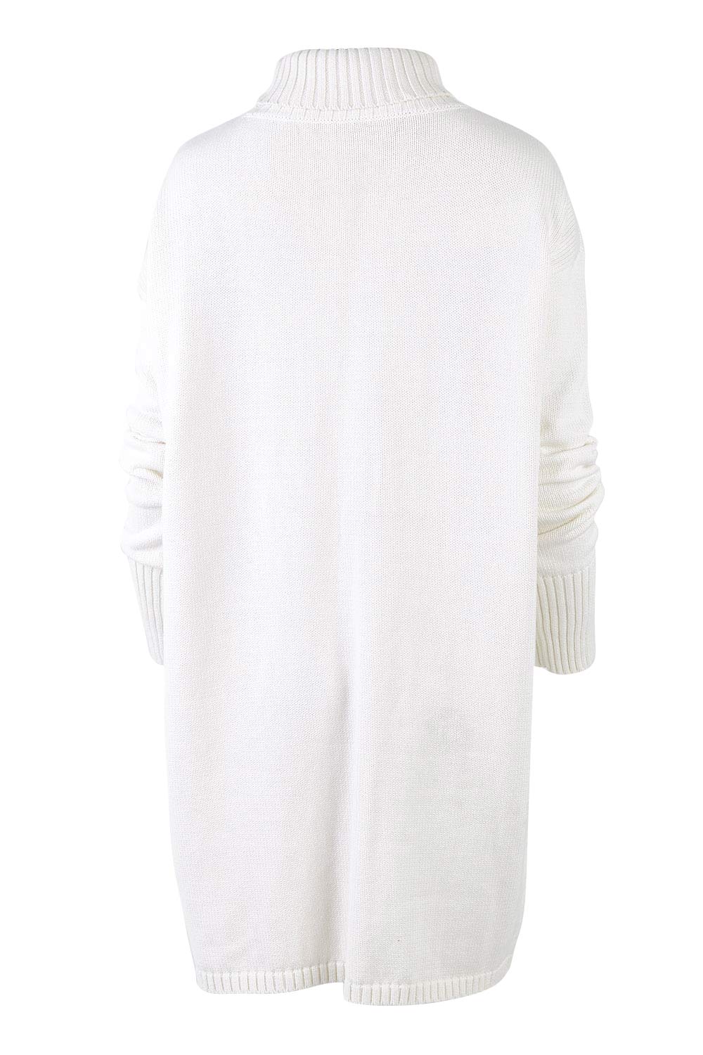 Product shot of the Crossing The Plains Cotton Sweater in colour Snow (White), from the back