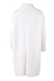 Product shot of the Crossing The Plains Cotton Sweater in colour Snow (White), from the back