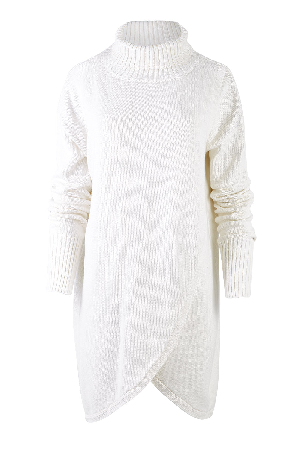 Product shot of the Crossing The Plains Cotton Sweater in colour Snow (White), from the front