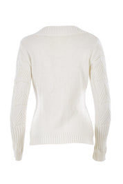 Product shot of the Fireside Button Cardigan in colour Snow (White), from the back