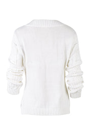 Product shot of the Fireside Button Cardigan in colour Snow (White), from the back