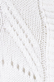 Product shot of the Fireside Button Cardigan in colour Snow (White), detail