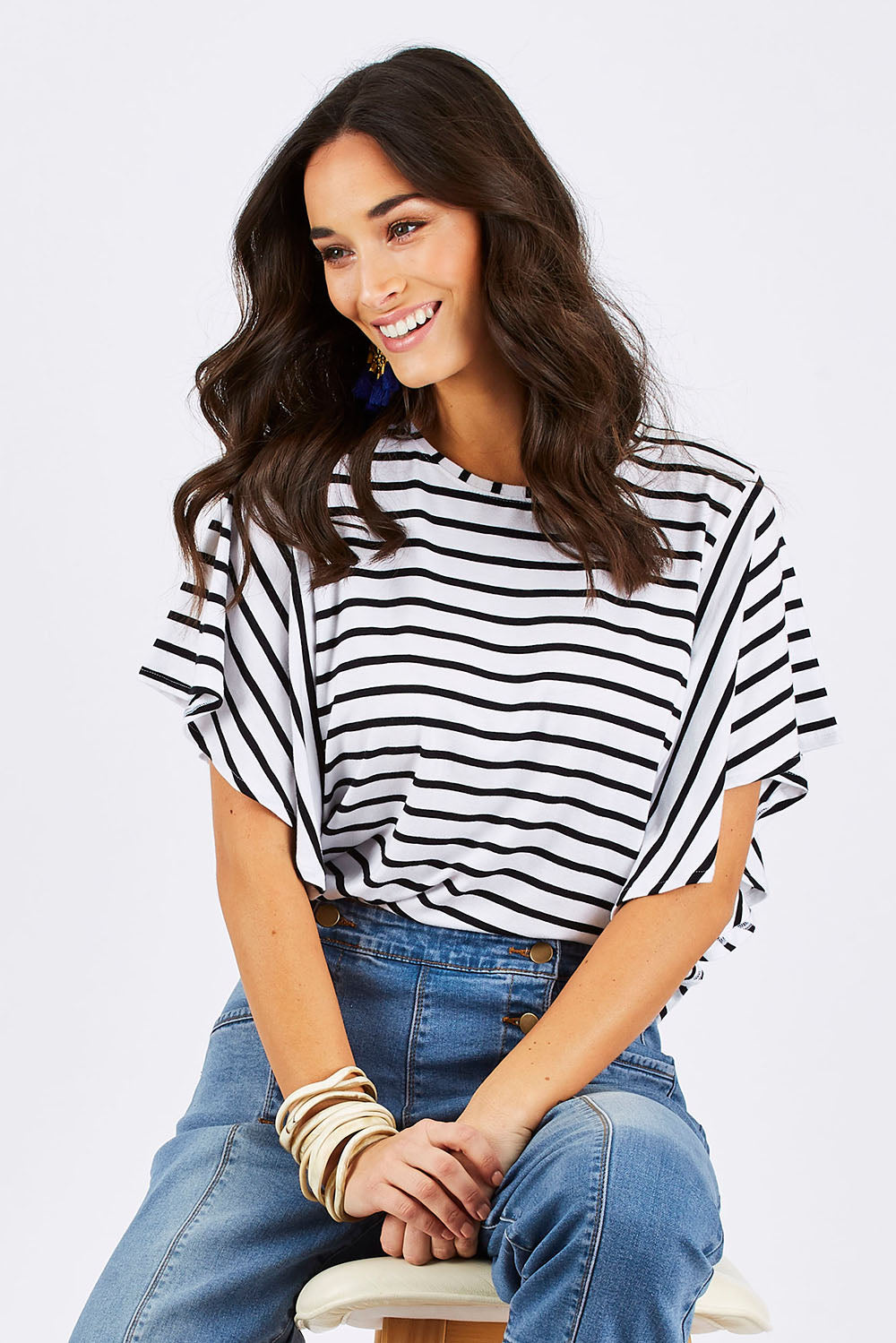 Butterfly Kisses Tee - NavyStripe