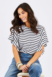 Butterfly Kisses Tee - NavyStripe