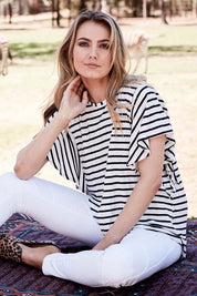 Butterfly Kisses Tee - NavyStripe
