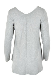 Product shot of the Long Sleeve Softly Swinging Bamboo Tee in colour Greymarle (Grey), from the back