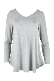 Product shot of the Long Sleeve Softly Swinging Bamboo Tee in colour Greymarle (Grey), from the front