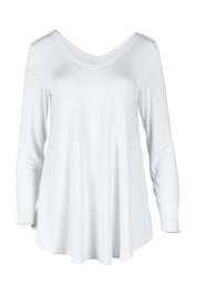 Product shot of the Long Sleeve Softly Swinging Bamboo Tee in colour White (White), from the front