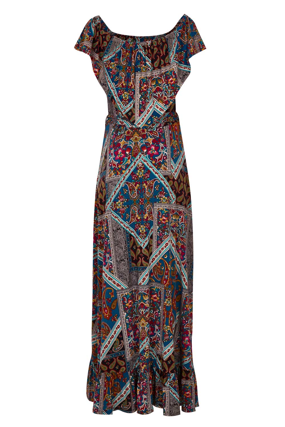 Product shot of the Dancing In The Rain Dress in colour Patch (Blue), from the back