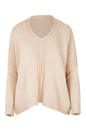 Product shot of the Yeye Slouch Jumper in colour Sandy, from the front