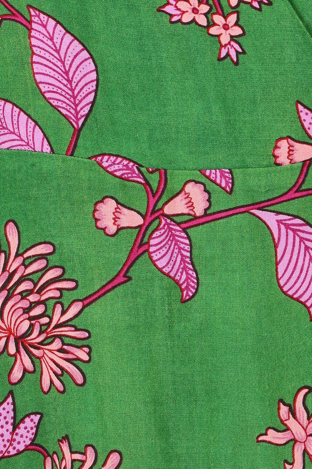 Product shot of the Bellezza Maxi Dress in colour Pinkfleur (Green), detail