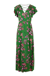Product shot of the Bellezza Maxi Dress in colour Pinkfleur (Green), from the front