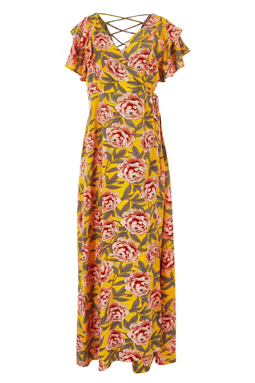 Product shot of the Bellezza Maxi Dress in colour Sunset, from the front