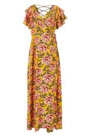 Product shot of the Bellezza Maxi Dress in colour Sunset, from the front