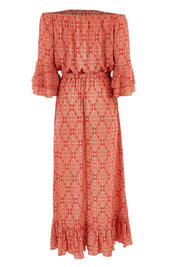 Product shot of the In Light Of The Sun Maxi in colour Red (Red), from the back