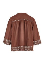 Product shot of the Spring Day Throw – Chocolate in colour Chocolate, from the back