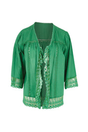 Product shot of the Spring Day Throw – Green in colour Green, from the front