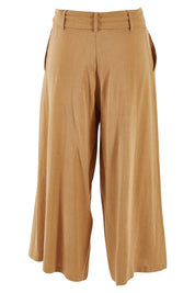 Product shot of the Coyote Wide Leg Linen Blend Pant in colour Camel, from the back