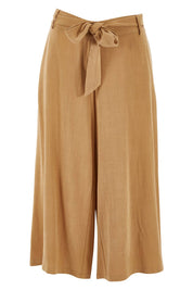 Product shot of the Coyote Wide Leg Linen Blend Pant in colour Camel, from the front