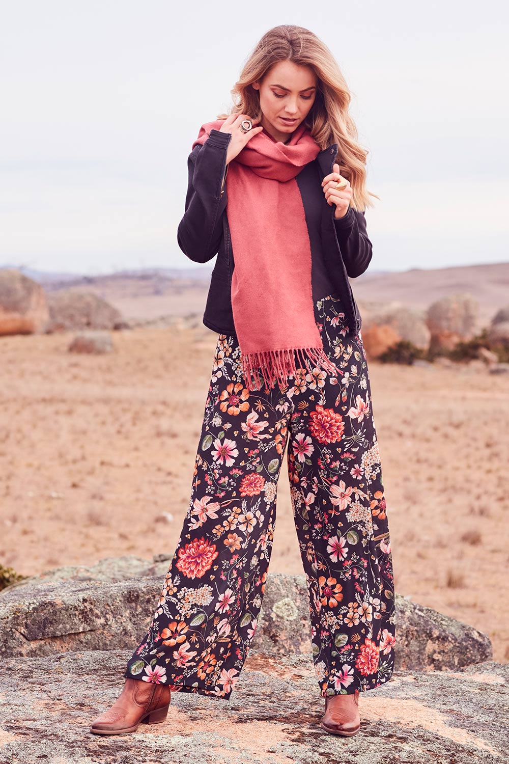Preloved Follow The Path Wide Leg Pants - Floral