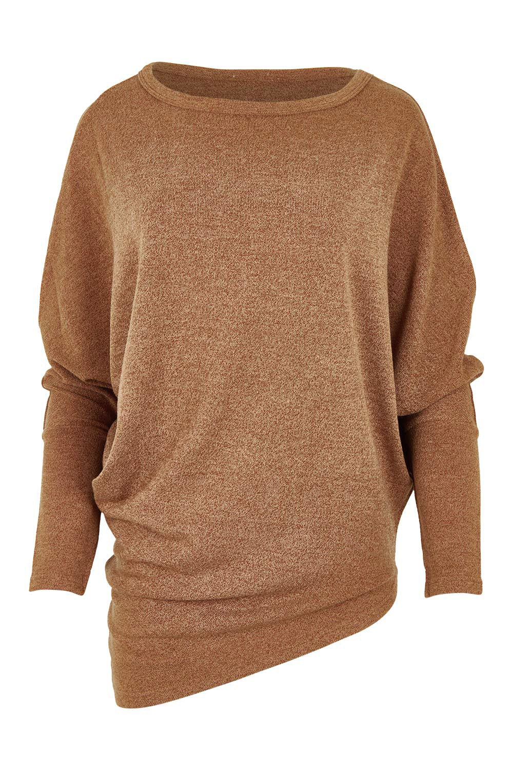 Product shot of the Snuggle Up Jumper in colour Coffee, from the front