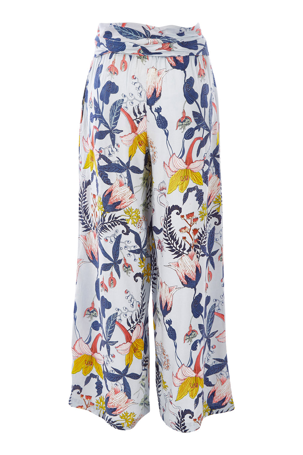 Product shot of the Flowers For Me Pants in colour Flowerfall (Blue), from the back