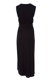 Product shot of the Bamboo Freedom Faux Wrap Dress in colour Black (Black), from the back