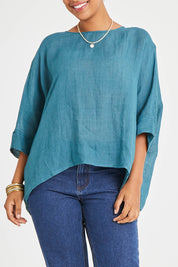 Preloved Joy And Laughter Slouch Top - Teal
