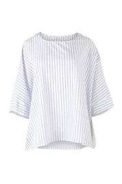 Product shot of the Joy And Laughter Slouch Top in colour Whitestrip (White), from the front