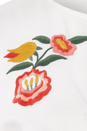 Product shot of the My Heart Is Full Embroidered Blouse in colour White (White), detail