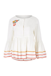 Product shot of the My Heart Is Full Embroidered Blouse in colour White (White), from the front