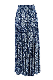 Product shot of the Skirting Around The Garden Skirt in colour Bluefleur (Blue), from the front