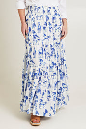 Model Jane wearing size 14 of the Skirting Around The Garden Skirt in colour Whitehorse (White), from the front, cropped image