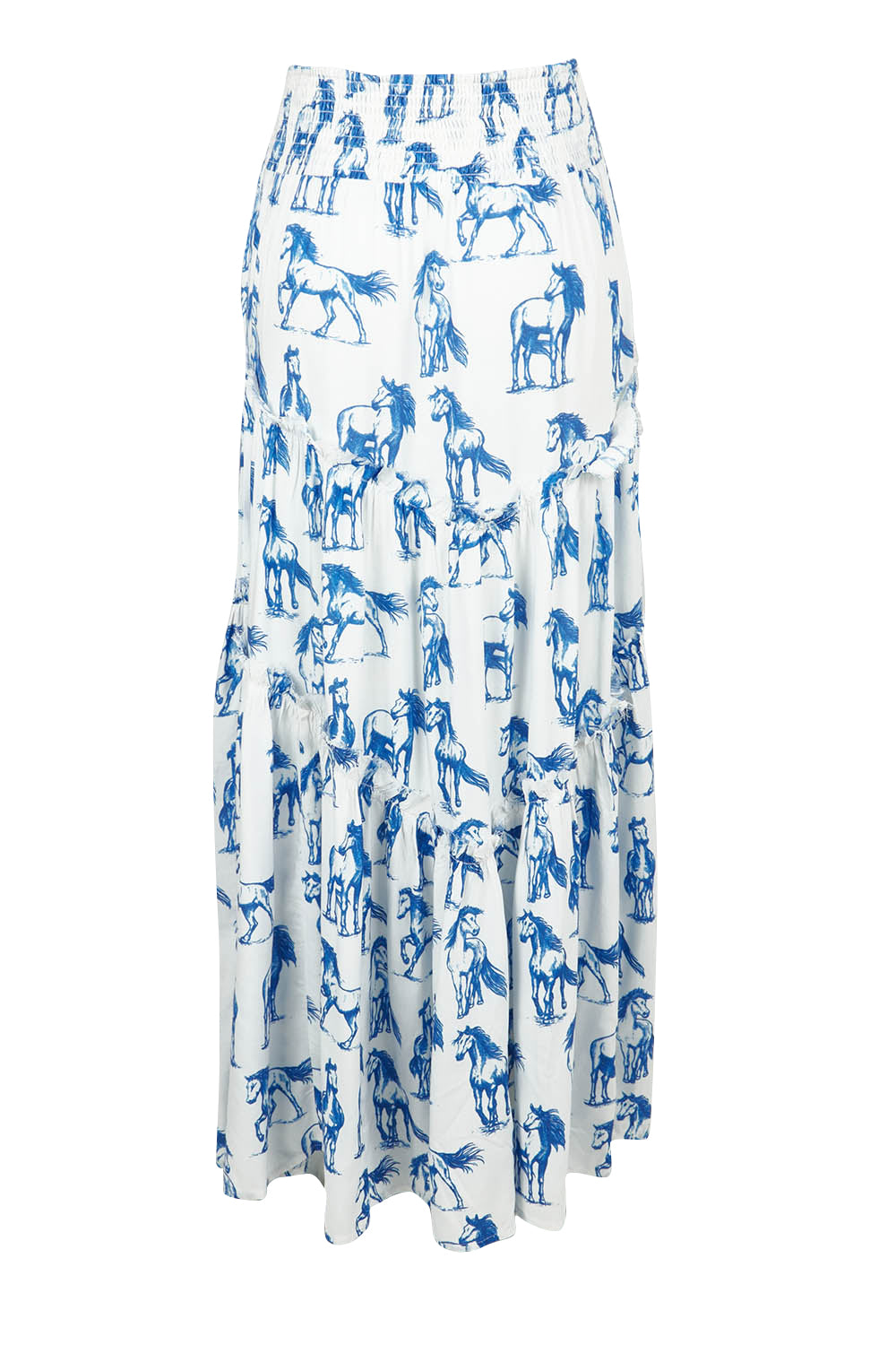 Product shot of the Skirting Around The Garden Skirt in colour Whitehorse (White), from the back