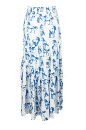 Product shot of the Skirting Around The Garden Skirt in colour Whitehorse (White), from the back