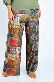 Preloved Story Teller Velour Wide Leg Pants - Patch