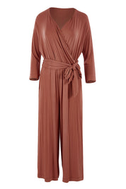 Product shot of the Stylish Comfort Bamboo Jumpsuit in colour Copper, from the front