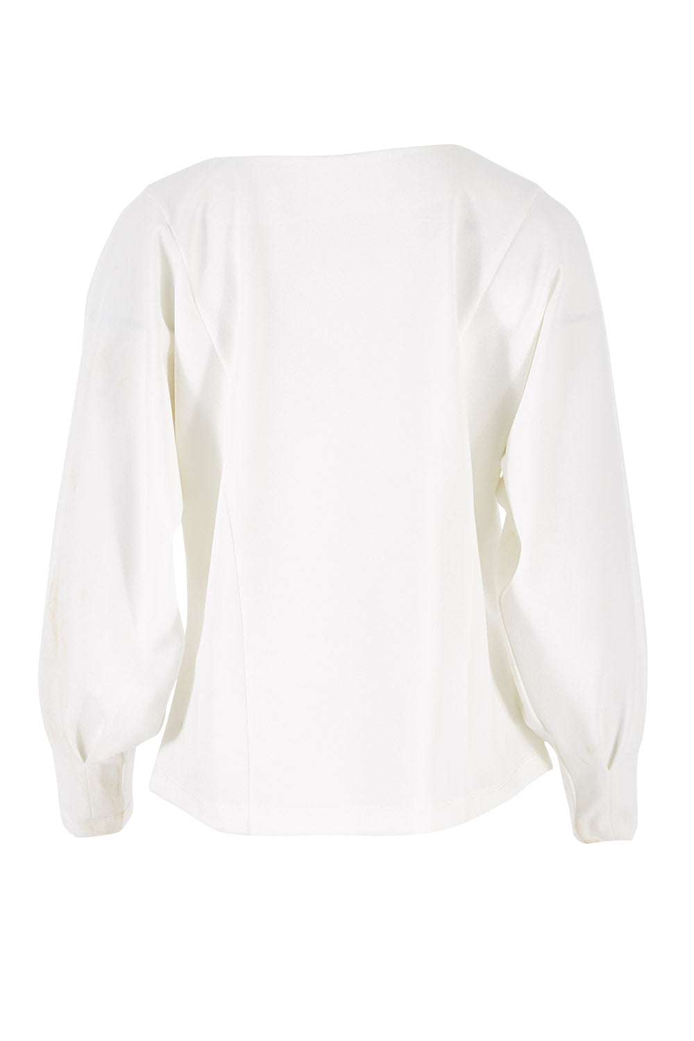 Product shot of the Its All In The Sleeve Top in colour Ivory (White), from the back