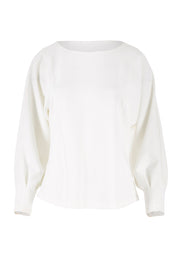 Product shot of the Its All In The Sleeve Top in colour Ivory (White), from the front