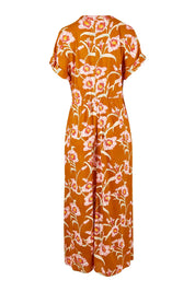 Product shot of the Wild Garden Maxi Dress in colour Caramel, from the back