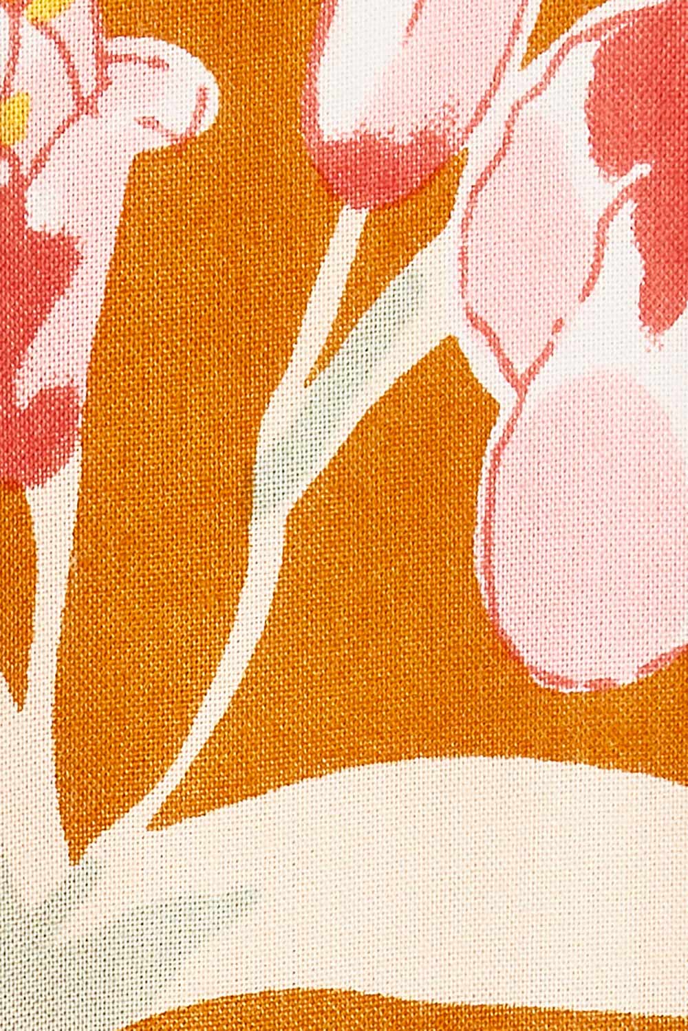 Product shot of the Wild Garden Maxi Dress in colour Caramel, detail