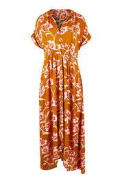 Product shot of the Wild Garden Maxi Dress in colour Caramel, from the front